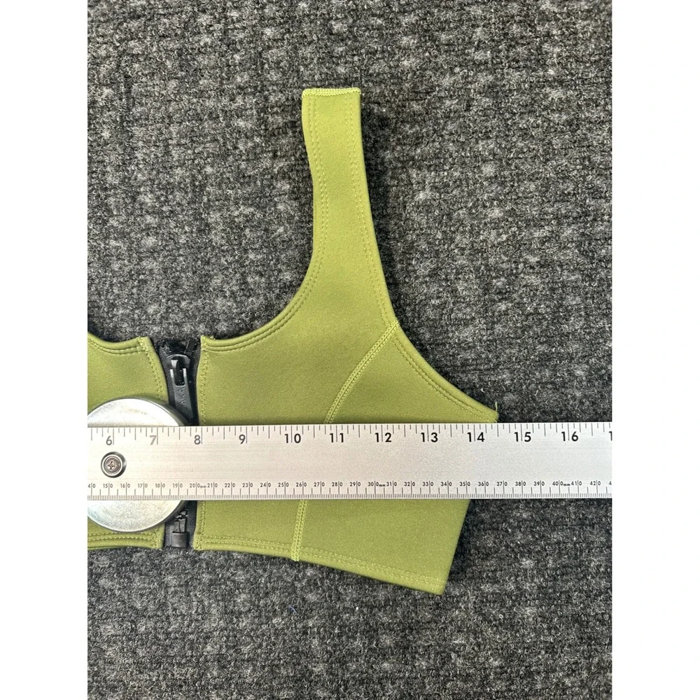 New Hoaka Swimwear Neoprene Bikini Set Olive Green Zip Front Sporty Med Women